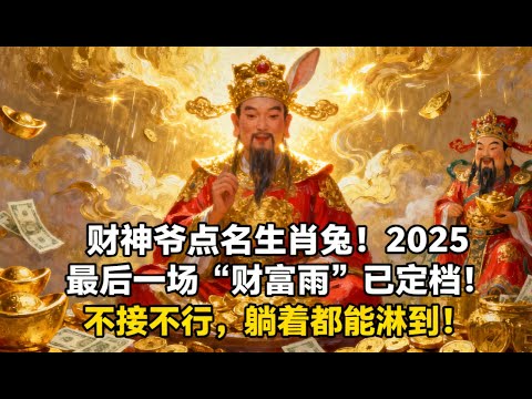 財神爺點名生肖兔！2025最後一場‘財富雨’已定檔！不接不行，躺著都能淋到！