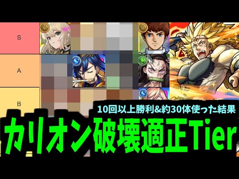 新春で跡形もねぇ...超究極カリオン最強適正ランキング【モンスト】