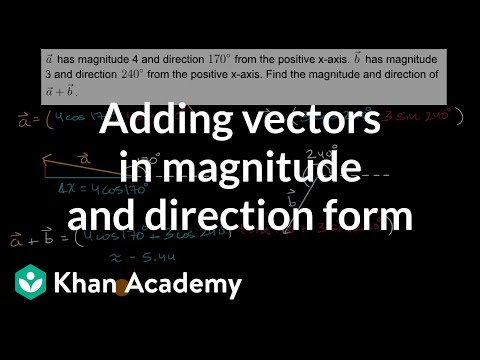 Adding vectors in magnitude and direction form | Vectors | Precalculus | Khan Academy