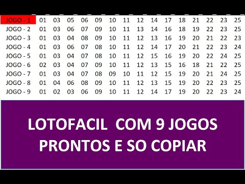 LOTOFACIL 3149 COM 9 JOGOS PRONTOS E SO COPIAR