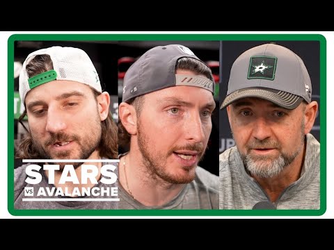 Matt Duchene, Christopher Tanev, Pete DeBoer | Stars vs. Avalanche Game 1 pregame interviews