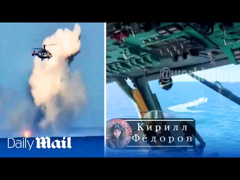 Russian Ka-52 helicopter blows up Ukrainian boat drone armed with anti-air missiles