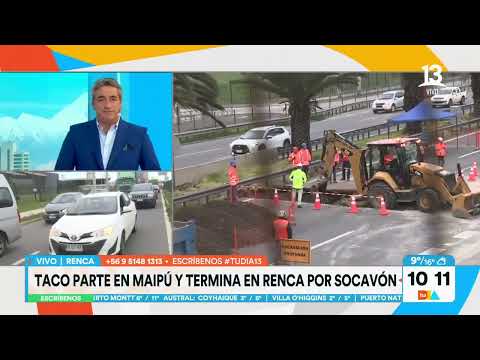 Taco kilométrico en Maipú llega hasta Renca producto de socavón. Tu Día, Canal 13