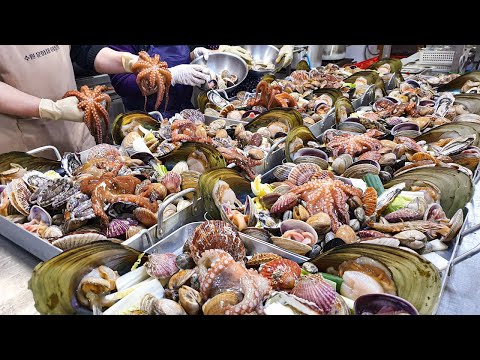 BEST6 Amazing seafood | blowfish, lobster, tuna cutting, sushi - Korean food