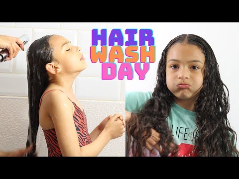 HOW TO KIDS HAIR WASH DAY ROUTINE | Wavy/Curly Girl Hair Tutorial