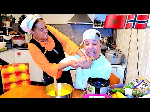 عائلة مغربية فيلاج النرويج/هذا الرجل ما بغاش يشد معي طريق اليوم غادي نسالي معه/عشيوة بالدجاج والروز 