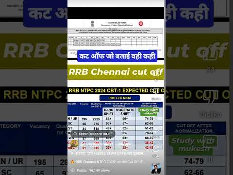 RRB Chennai Cut-off Marks #rrbanswerkey #rrbntpc2025 #rrbresult2025 #viralvideo