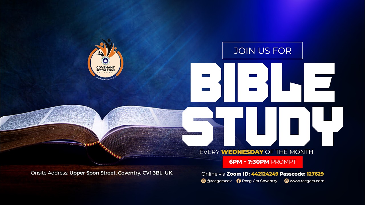 We are a bible believing church with practical teachings of God's word.

Our Goal: To discover, To Develop & To Disciple
Mission Statement: To Make Heaven and To Taking As Many As Possible With Us
Parish Leader: Pastor & Pastor. Mrs Olaitan

Worship Experience: 10am Every Sunday  
Digging Deep: 6pm Every Wednesdays
Youth Hang Out: 7pm Last Fridays Every Month

Webpage: rccgcra.com

TO GIVE: By Bank Transfer

Purpose:  Tithe & Offering
Bank Name: RCCG CRA
Sort Code: 30-92-33
Account Number: 00408900

Purpose:  Building & Special Seed
Bank Name: RCCG CRA 
Sort Code: 30-92-33
Account Number: 00408900

NEXT STEPS:
Have you made a decision to follow Jesus? You may be wondering what’s next on your journey. We want to help! Let us guide you to the next steps in your walk with Christ.

For further assistance please contact us
+44 (0) 24 7541 5000
info@rccgcracoventry.com

#prayers  #Jesus #gospel  #rccg  #rccg_church #RCCGCRA #coventry  #worship  #praise  #sundayservice #bible  #biblestudy #holycommunion #christain #sundayservicelive #sundayserviceonline #sundayservicemessage #holyspirit 

©RCCG CRA Coventry