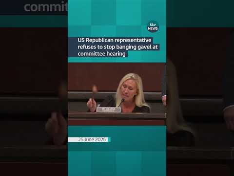 US Republican representative refuses to stop banging gavel at committee hearing #itvnews