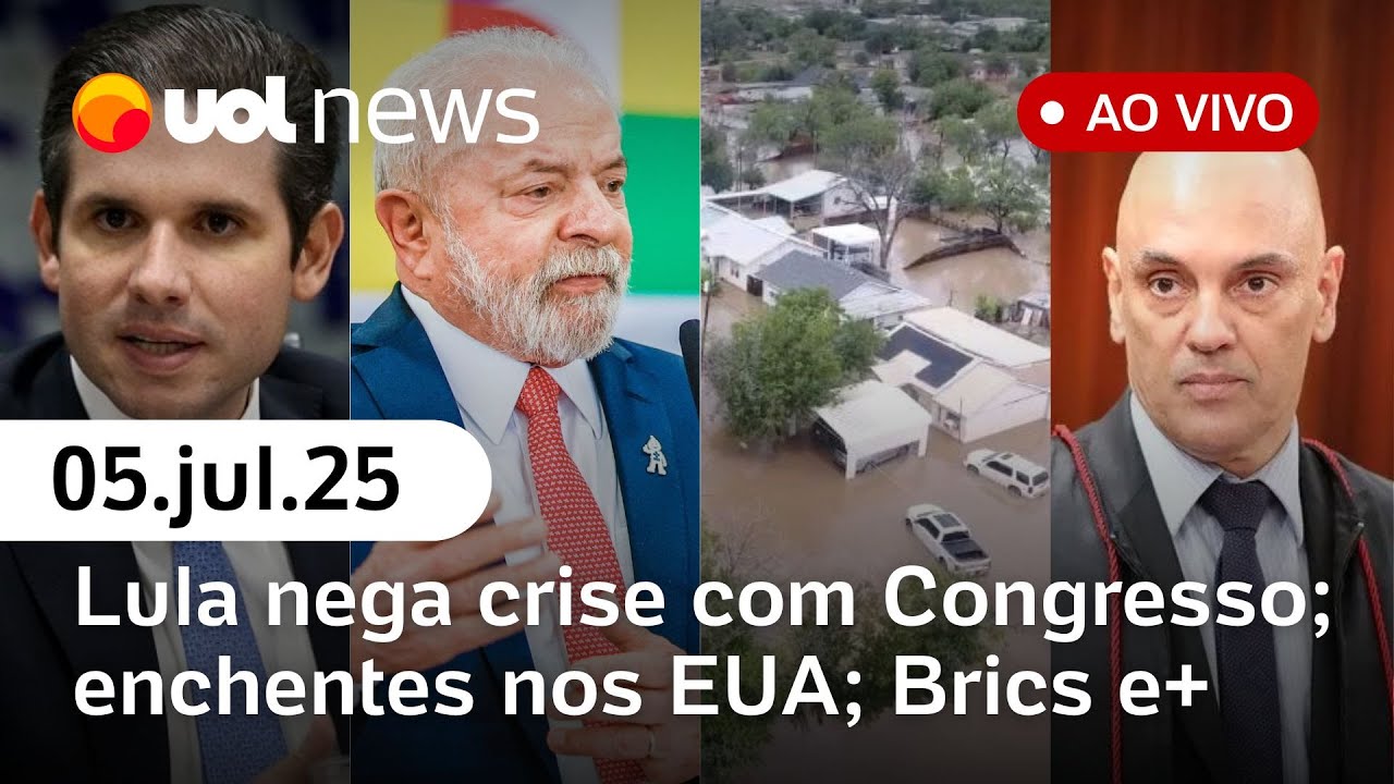 Lula nega crise com Congresso; enchentes no Texas; Motta vira alvo da esquerda; Brics e+ | UOL News