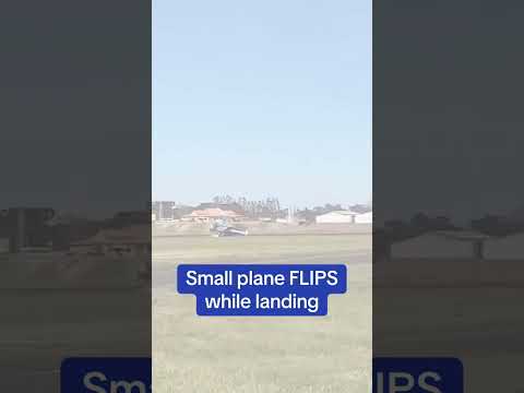 This is the shocking moment a small plane FLIPPED over while landing at an airport in Brazil