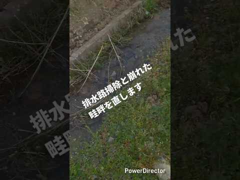 排水路掃除、法面整形、防草シート設置