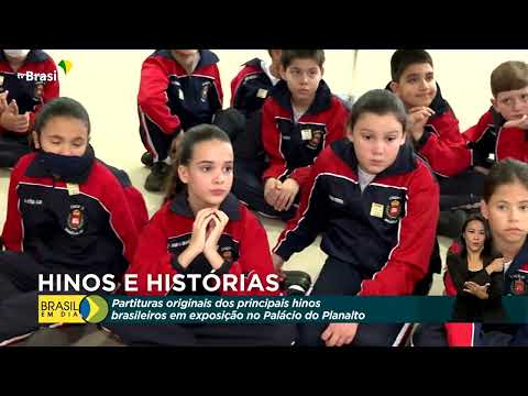 Partituras originais de hinos em exposição no Palácio do Planalto