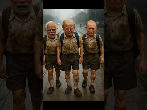 Car Splashes Dirty Water on Modi, Trump & Putin | Nostalgic moments| #funny #modi #shorts #ai #viral