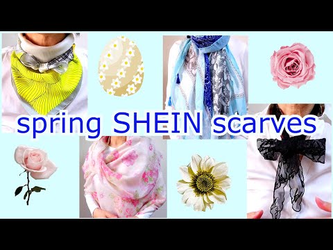 ♡春の【SHEIN購入スカーフとストール】の紹介動画【スカーフの結び方】トップスと合わせてみるとこんな感じ！軽くて明るい色味 お買い得情報も！introduction of SHEIN scarves
