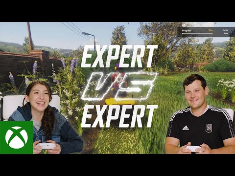 LAFC Groundskeeper tests his skills in Lawn Mowing Simulator | Expert VS Expert