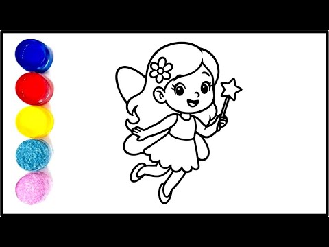 Cute Fairy Easy Drawing, Coloring and Painting for Kids | How to Draw Fairy | Fairy Easy Drawing