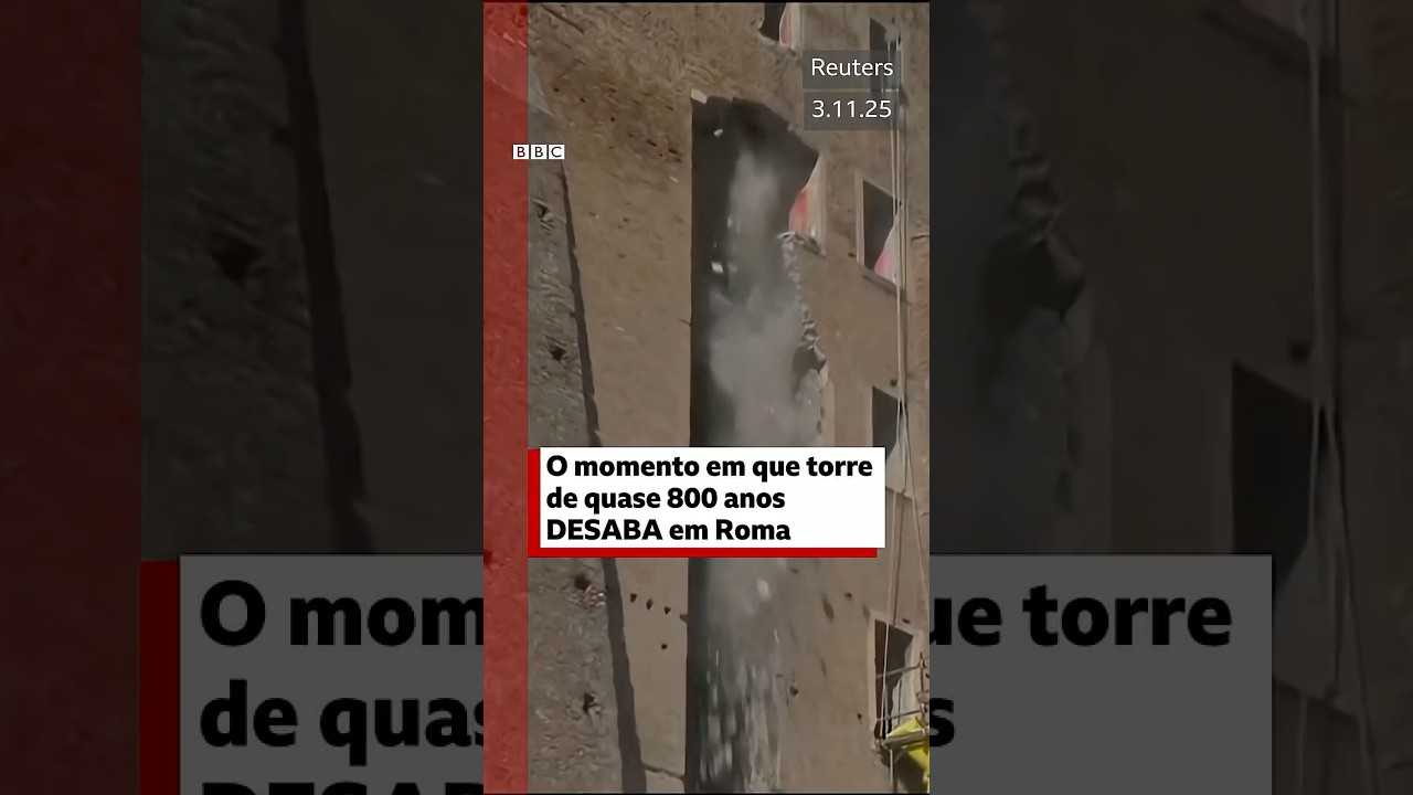 Torre de quase 800 anos desaba em Roma na Itália