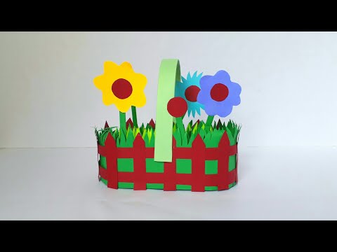 How to make Flower Basket with cardboard and papers