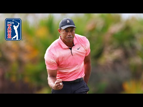 Tiger Woods sinks birdie and delivers fist pump at PNC Championship