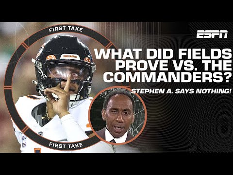 Justin Fields hasn't proven ANYTHING! - Stephen A. isn't impressed with the Bears' win | First Take video clip