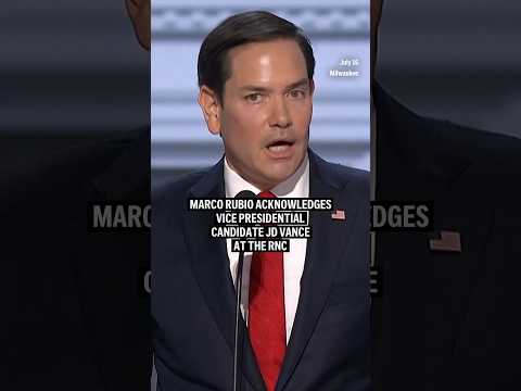 Marco Rubio acknowledges vice presidential candidate JD Vance at the RNC