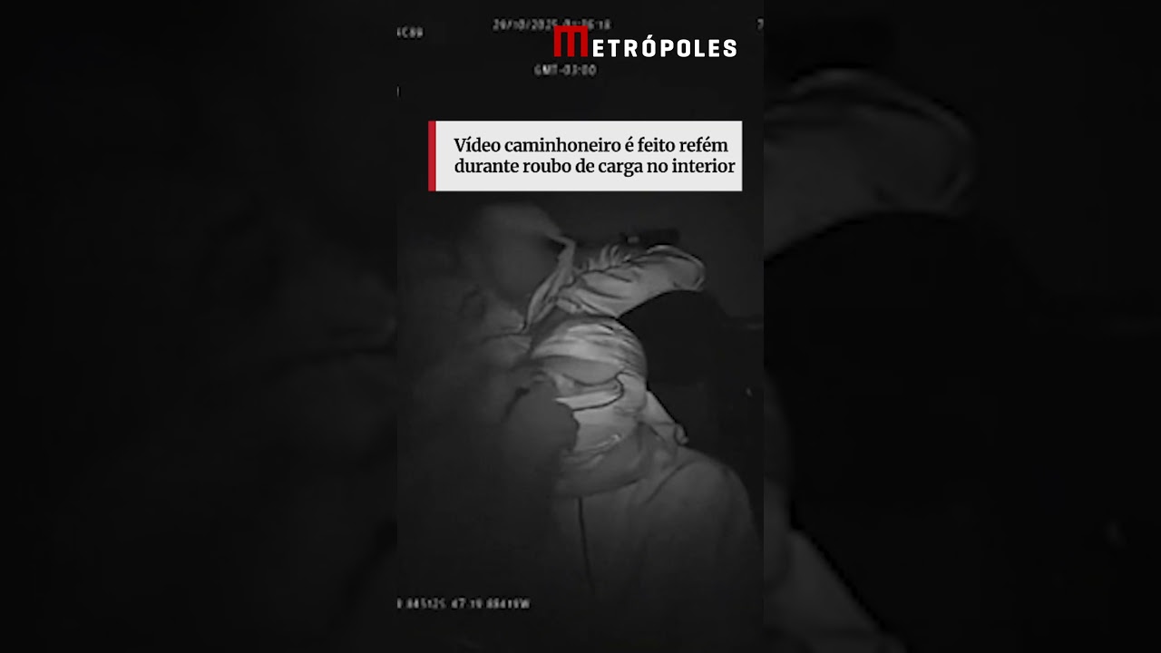 Vídeo caminhoneiro é feito refém durante roubo de carga no interior