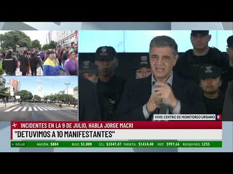 Incidentes en la 9 de Julio, habla Jorge Macri: Tenemos 8 policías heridos