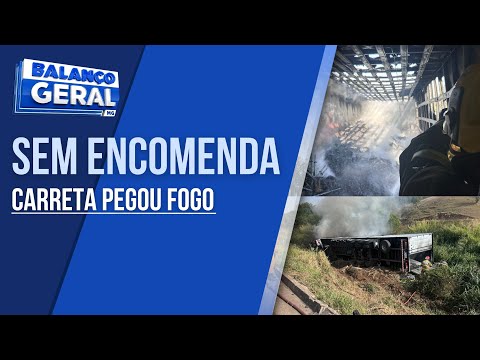 CARRETA CARREGADA COM PRODUTOS DE E-COMMERCE PEGA FOGO NA FERNÃO DIAS