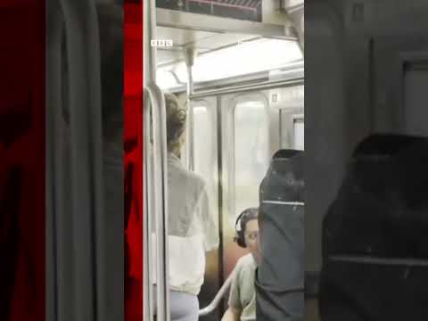 Passengers on New York subway surrounded by water after flash flooding hits city. #BBCNews