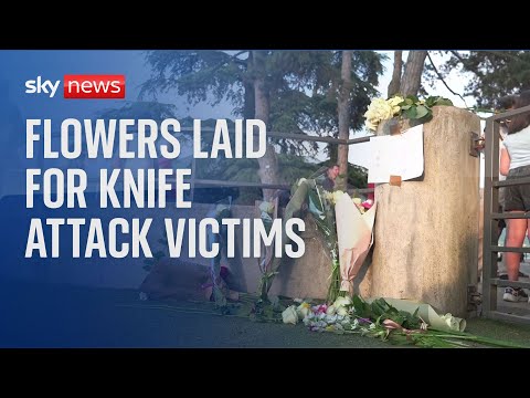 Flowers laid for victims of France knife attack