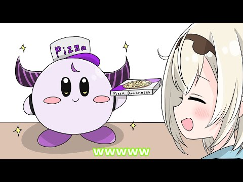 【手描き】ピザを吸うためカービィと化したラプ様【ラプラス・ダークネス/風真いろは/ホロライブ】【ホロライブ切り抜き漫画】