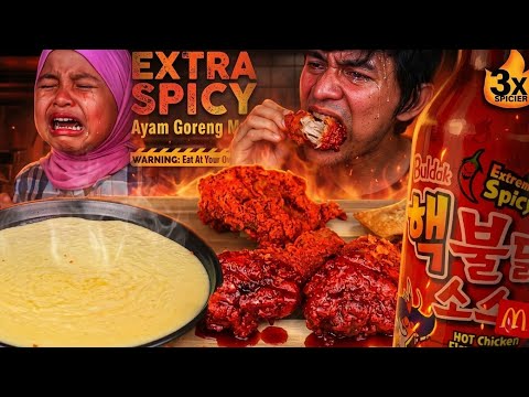 PAD4HH!! MAKAN Ayam GORENG MCD 3X SPICY CELOP SOS SAMYANG 2X SPICY 2.0! "maafkan papa syg...