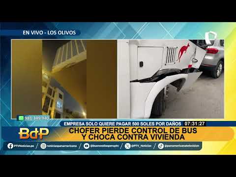 BDP EN VIVO Chofer pierde el control de bus en Los Olivos