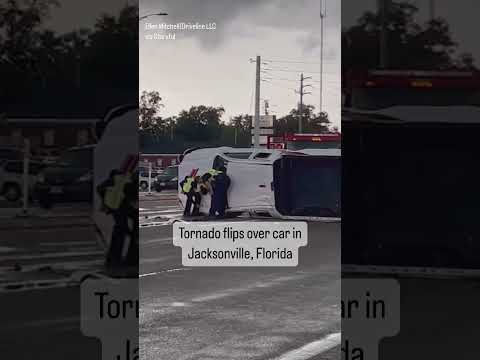 Jacksonville Tornado Sends Car Flying Into Oncoming Traffic