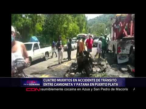 Cuatro muertos en accidente de tránsito entre camioneta y patana en Puerto Plata