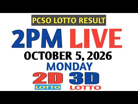 Lotto Result Today 2pm Monday pcso 2d 3d swertres ez2 October 5 2026