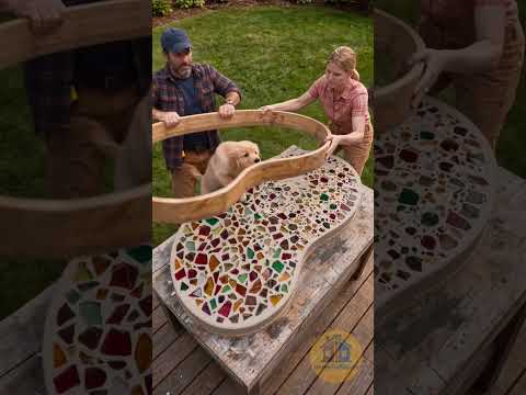 They transformed shattered glass bottles into a gorgeous <strong>table</strong>! 🤯✨ #transformation