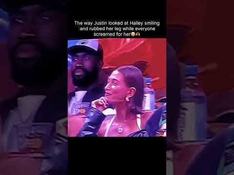 The way Justin looked at Hailey smiling and rubbed her leg😭 #justinbieber #hailey