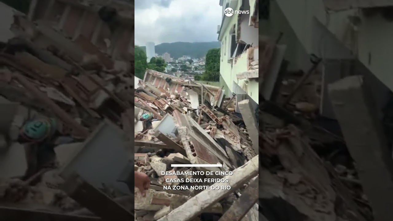 Desabamento de cinco casas deixa feridos na zona norte do Rio