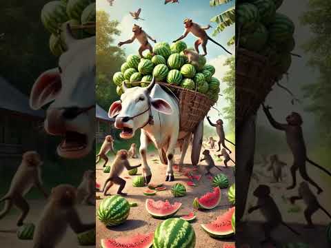 Beautiful story of hardworking cow and monkey#shorts #animals #trendingshorts #ytshorts #viral #ai