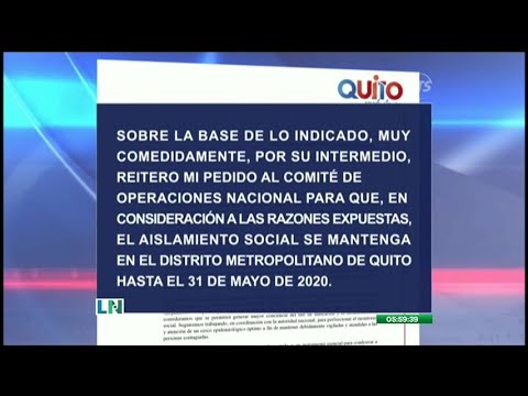 Alcalde de Quito solicitó mantener el aislamiento social