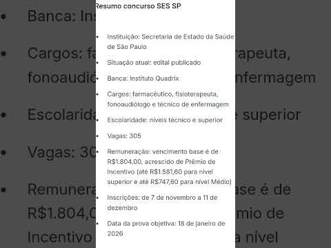 #SES SP - RESUMO#