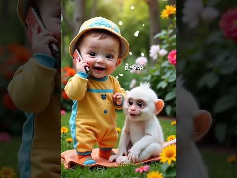 Waaw! Baby & Monkey Call Mama Cutest Conversation Ever! #short