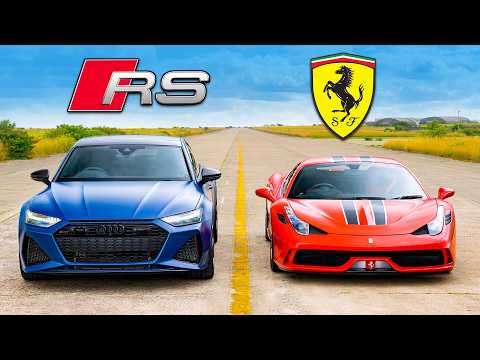 Ferrari 458 Speciale vs Audi RS7: Drag Race Showdown