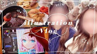 美少女イラストレーターの日常🪸🐚IKEAを散策💙💛1人バレンタインでチョコフォンデュ🍫フルの手元イラストメイキング🎨【Vlog】