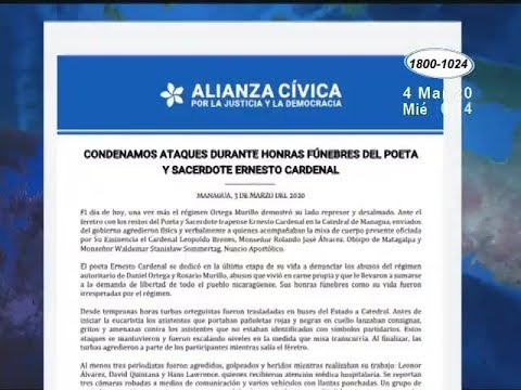 Alianza Cívica rechazó a la violencia registrada en la Catedral de Managua