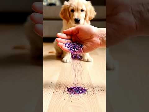 reverse video of puppy playing with colorful glitter🐶✨ #marblerunandmore #dog #reverse #Shorts