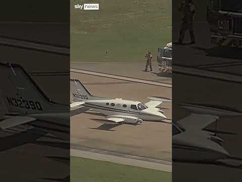 Plane lands on foam-covered runway