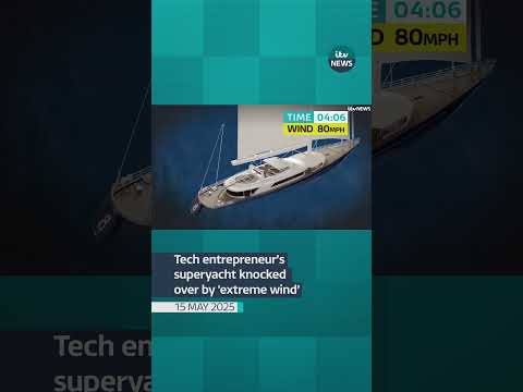 Tech entrepreneur’s superyacht knocked over by 'extreme wind’ | ITV News